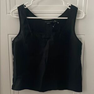 Tahari Linen Black Crop Top Tank Top